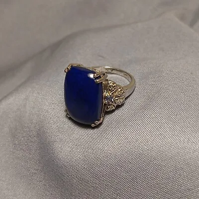 Vintage Sterling Sliver Blue Lapis Ring Size 6 • $34.99