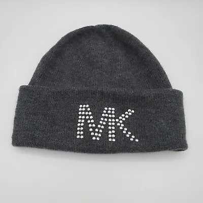 Women's Michael Kors Studded Beanie Gray And Silver OSFM 100% Acrylic 9  X 9.5  • $5.59