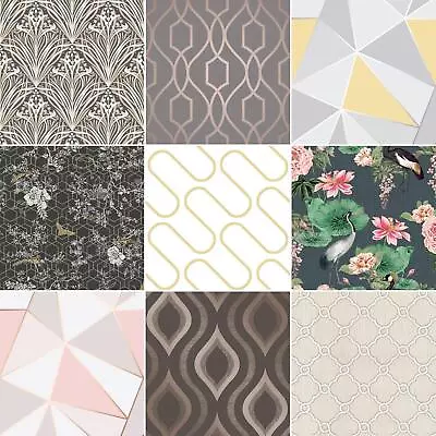 £16.85 • Buy Geometric Wallpaper Various Colours And Designs Grey Rose Gold Feature Wall New