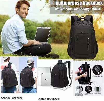 Travel Laptop School Bags Backpack 15.6 Inch With USB Charging Port RFID Pockets • $94.69