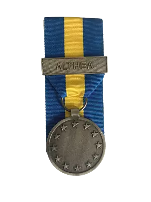 Eufor Eu - Esdp Medal With Althea Clasp Full Size Mini Ribbon Bar Ribbons • £3