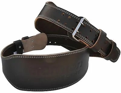 £15.99 • Buy Aamron ® 6” Tanned Leather Weight Lifting Belt Back Support Strap Gym Training