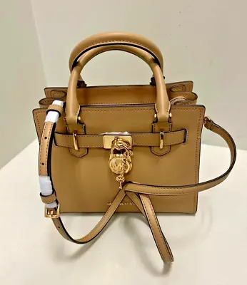 Michael Kors Hamilton Women Small Leather Satchel Handbag Crossbody Bag In Camel • $105