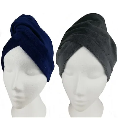 £5.49 • Buy 100% Cotton Hair Turban Towel Drying Turbie Loop & Button Bath Twist Hair Wrap 