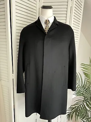 Donna Karan Black Label Size L Black 100% Cashmere Men's Overcoat Coat • $349