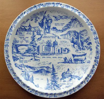 Vernon Kilns Oregon Collector State Plate~Ultra Shape Blue Glaze-No Reserve • $24.99