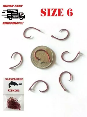 50 Mustad Denom Perfect Circle X-FINE  POINT CURVED IN RED Size #6 • $13.75