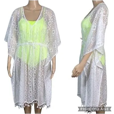 Echo Womens Lacy Pullover Swimsuit Beach Coverup White One Size NWOT • $19.99