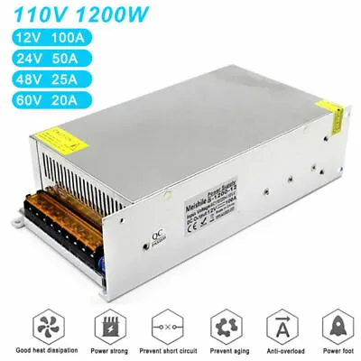 AC 110V TO DC 12V 24V 48V 60V 50A 100A 1200W Switch Power Supply Driver Adapter • $87.99