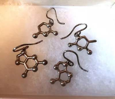 2 Pairs Of Made With Molecules Pierced Earrings Dangle Science Biochem Jewelry • $23