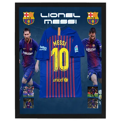 $1495 • Buy Lionel Messi Barcelona Fc Hand Signed Framed Soccer Jersey Suarez Coutinho Vidal