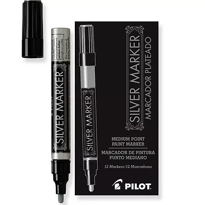 41800 Pilot Metallic Paint Marker Medium Bullet Point Silver Ink Pack Of 12 • $34.76