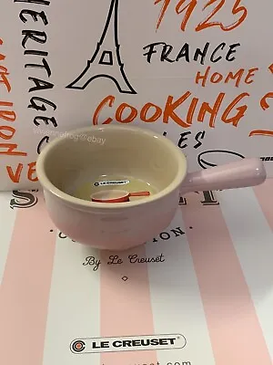 Le Creuset Milky Pink French Onion Soup Bowl W Handle Stoneware Rare Authentic • £80.03