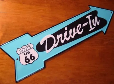 DRIVE-IN ARROW ROUTE 66 ROAD STREET SIGN Vintage Style Diner Drive In Decor NEW • $14.95