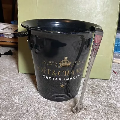 Moet & Chandon Nectar Imperial Metal Faucogney Vogalu Ice Bucket&Tongs 70310 • $30