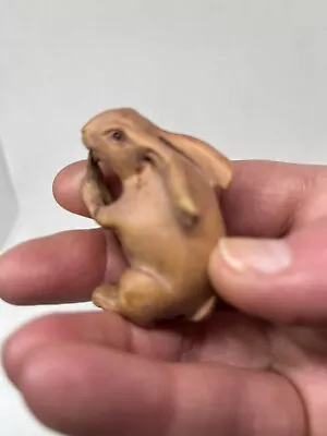 Carved Wooden Netsuke Hare/Rabbit • £5