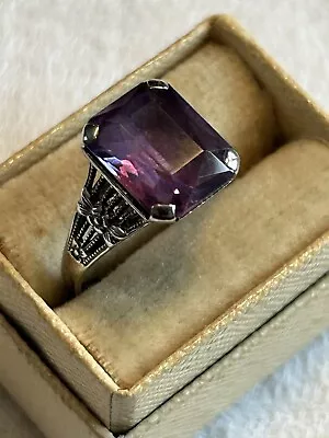 Womens Vintage 10k White Gold Amethyst Ring. Size 5.25 • $149.99