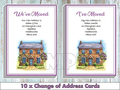 Personalised Change Of Address Cards New Home House Moving With Envelopes X 10 • £3.79