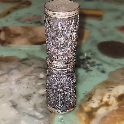 Vintage Sterling Silver Lipstick Holder Siam Praying Deity 1 Oz • $50