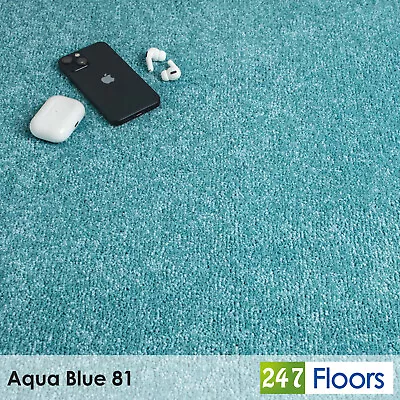 Aqua Blue 81 Carousel Twist Carpet 12mm Stain Resistant Actionback Living Room • £111.92