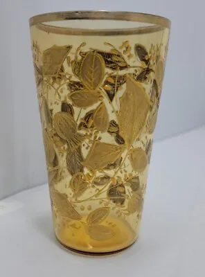 19th Century Bohemian Moser Juice Glass Tumbler Gold Enamel Decor Citron 3 7/8  • $150