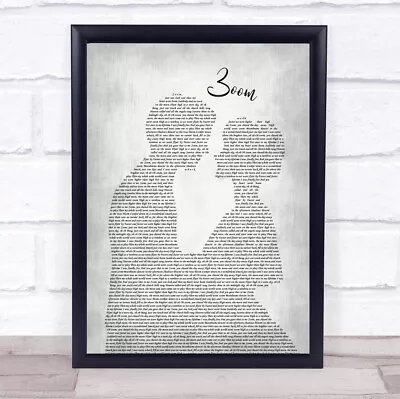 Zoom Man Lady Bride Groom Wedding Grey Song Lyric Quote Print • £54.95