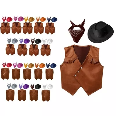 Kids Boys Western Cowboy Cosplay Outfit Performance Western Cowboy Costume Set • $15.97