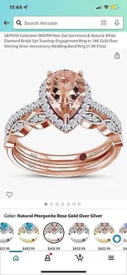 Morganite And Diamond Ring In 10k Rose Gold 1.48 Carats Size 5 • $225