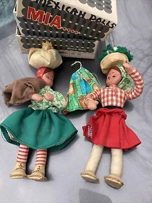 X2 Vintage Handmade Mexican Latin Dolls Girls Amazing Attention To Detail !!!!! • $89