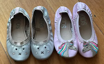 Kids Girls Cotton On Slip Ons Size 13 Unicorn Cat  Ballet Shoes • $19.95