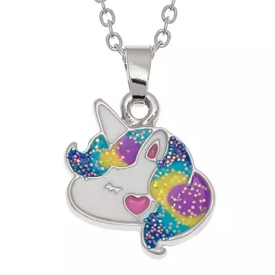 Glitter Unicorn Necklace Pendant Girls Childrens Silver Fashion Jewellery • £4.99