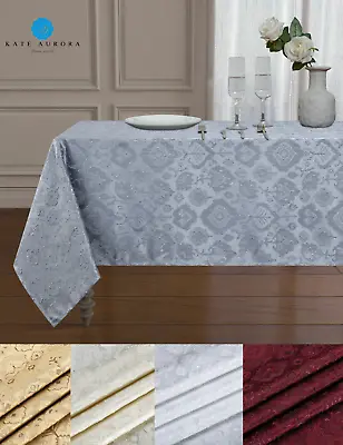 Regency Raised Jacquard Damask Fabric Tablecloth - Assorted Colors & Sizes • $23.99