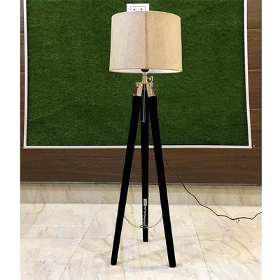 $81.15 • Buy Antique Wooden Tripod Floor Lamp Retro Vintage Home  Office Decor Lighting Black