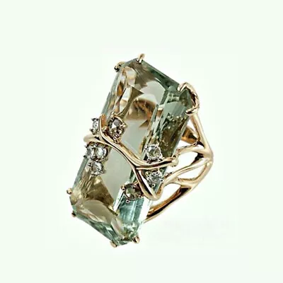 Vintage Emerald Peridot Gem Plated Ring For Women Men Wedding Engagement Jewelry • £3.62