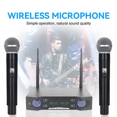 Wireless Dual Microphone Professional 2 Channel UHF Cordless Handheld Mic System • $39.98