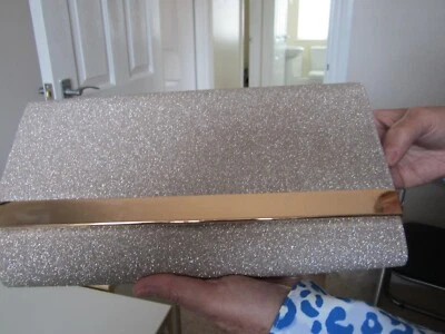 £7.99 • Buy Next Ladies Evening/Prom/Wedding Bag Sparkly Champagne Colour Long Gold Chain.
