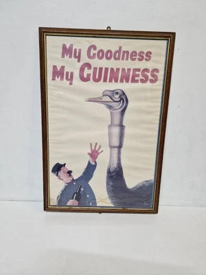 £40 • Buy My Goodness My Guinness Ostrich Poster Rare Vintage Framed Breweriana Mancave