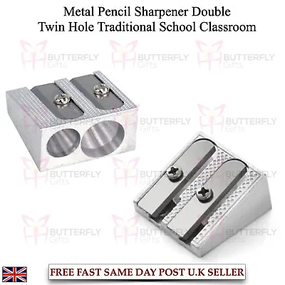 5 Star Metal Pencil Sharpener Aluminium Twin Double Hole School Art Office Work • £2.95