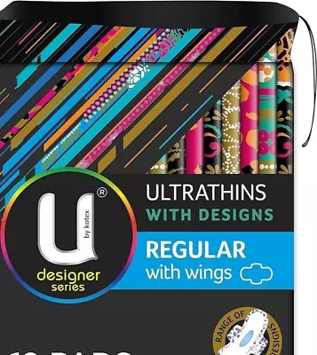 22 U BY KOTEX / PK 22 PADS / ULTRAT With Designs /  REGULAR WITH WINGS • $26.50