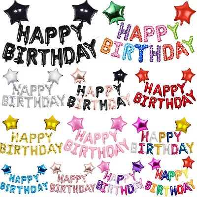 Happy Birthday Party Banners Buntings & Garlands Inflator Party DECOR Balloons • £6.99