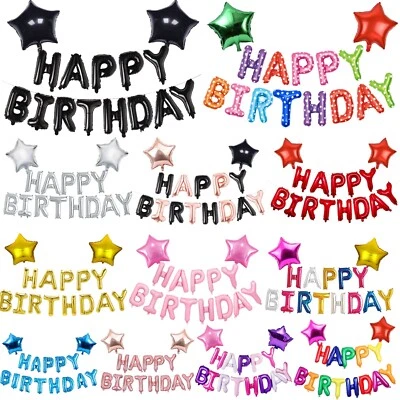 Happy Birthday Party Banners Buntings & Garlands Inflator Party DECOR Balloons • £5.99
