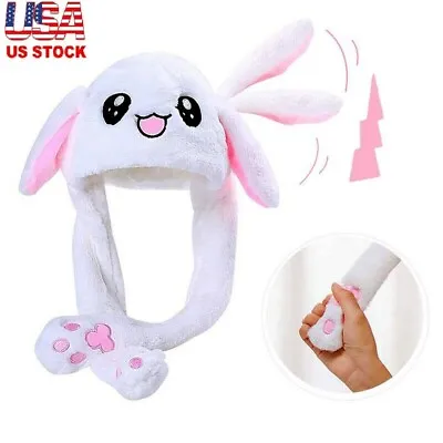 Girls Rabbit Ear Hat Moving Jumping Plush Bunny Hats Children Women Xmas Gift US • $11.55
