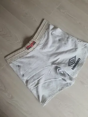 UMBRO Shorts 32 White Logo Cotton Sweat Training Y2K Mens • £14