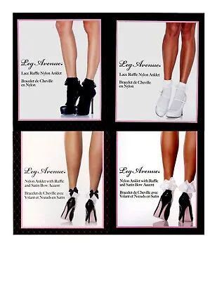 $12.98 • Buy Anklet Nylon Ankle Socks Lace Ruffle Bow Option Women O/S Black White 3013 3029