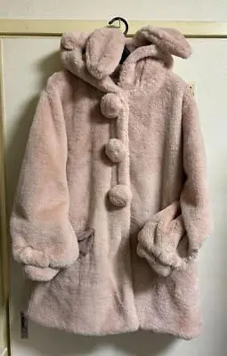 Secret Honey Secret Honey Size2 Fluffy Rabbit Ear Fur Coat Pink L • $78.19