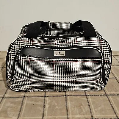 London Fog Carry-On Luggage Houndstooth Pullout Handle Wheels 19in X 13in X 12in • $89.99