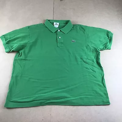 VINTAGE Lacoste Mens Polo Shirt Size 7 XL BIG CROC Crocodile LOGO Green 1915 • $11.42