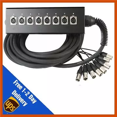 £69.50 • Buy PULSE PLS00333 8 Way 20m Tour Grade XLR Multicore Stagebox Snake Wall Mountable