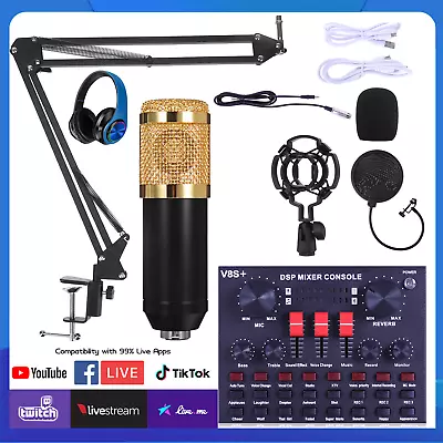 Studio Recording Headset Kit Podcast Music Mixer Equipment Condenser Microphone • $39.49