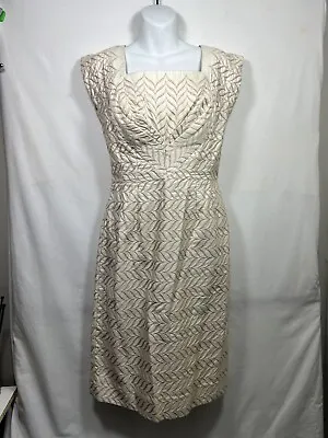 Vintage Alix Of Miami Sheeth/shift Cocktail Dress  Size 14 Cream Beige Mod • $19.99